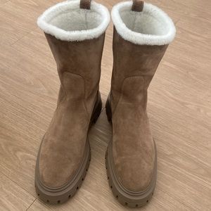 Stuart Weitzman Bedford Suede Shearling Booties